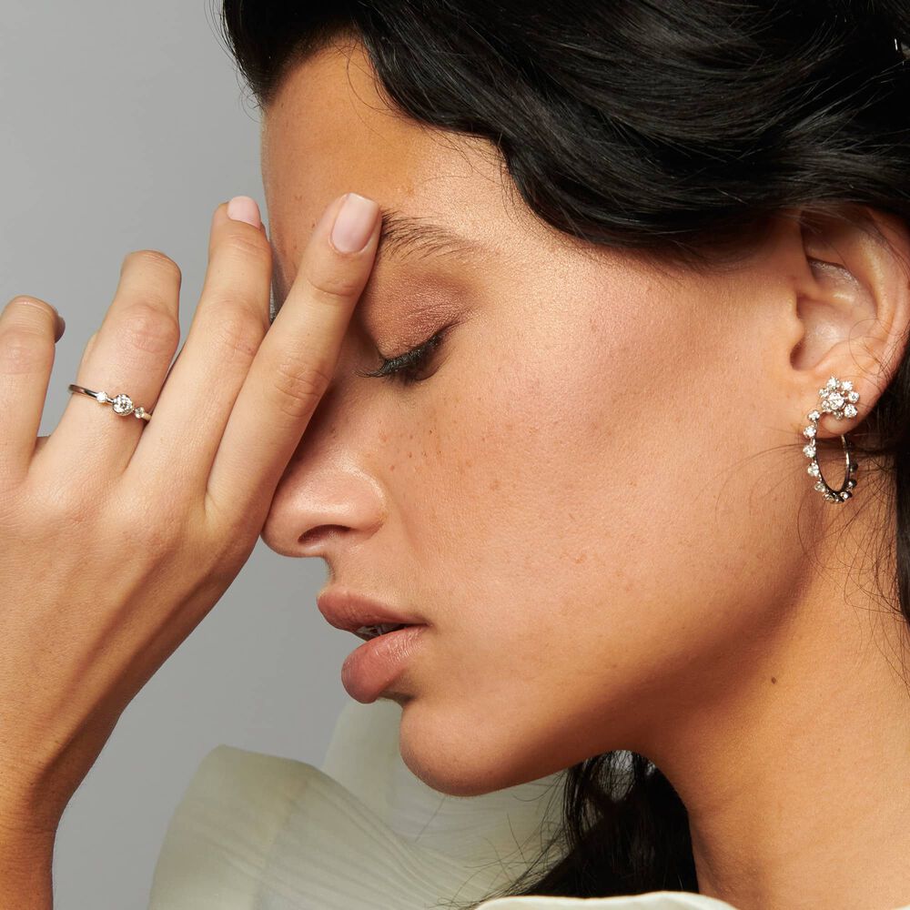 Marguerite 18ct White Gold Diamond Hoop Earrings | Annoushka jewelley